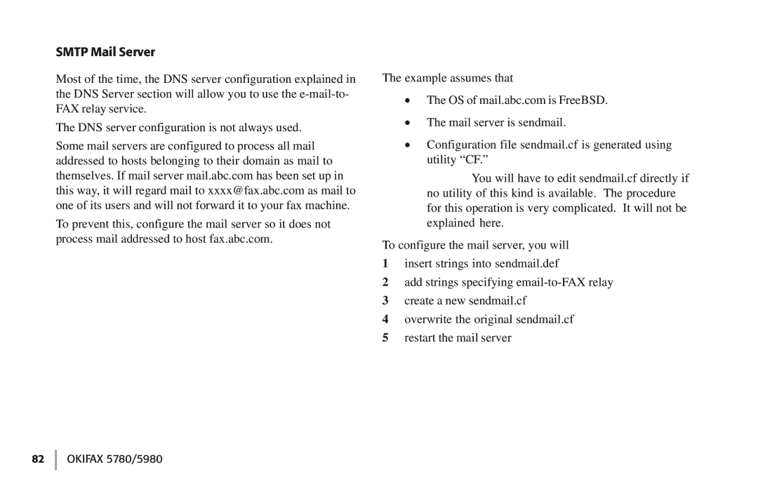 Oki 5780 manual Smtp Mail Server 