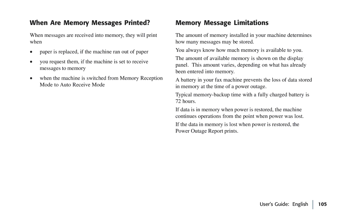 Oki 5780 manual When Are Memory Messages Printed?, Memory Message Limitations 