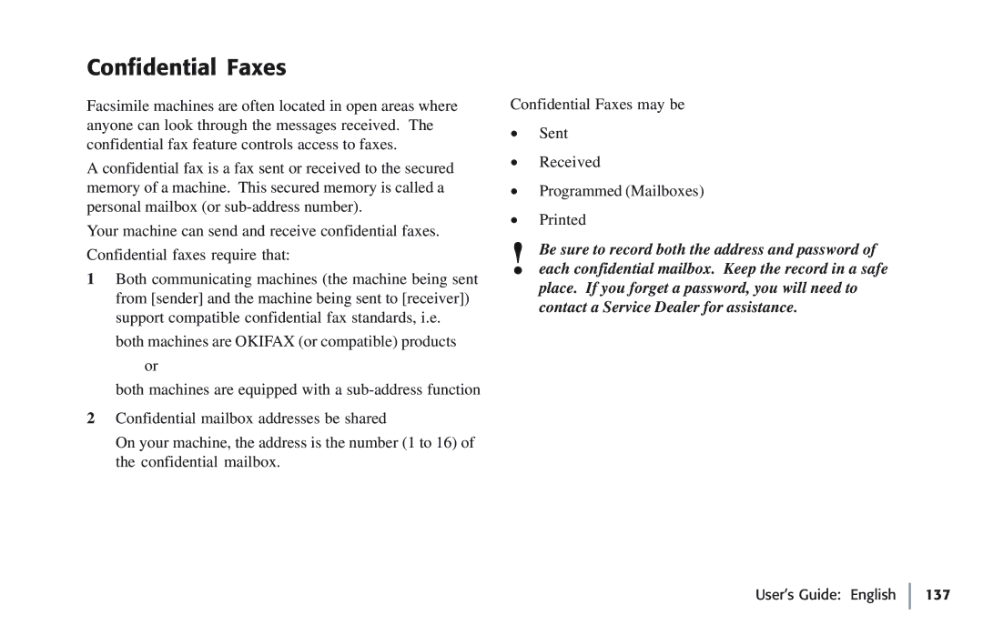 Oki 5780 manual Confidential Faxes 