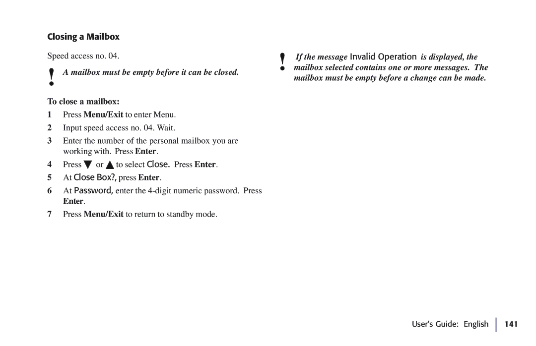 Oki 5780 manual Closing a Mailbox, To close a mailbox, At Close Box?, press Enter 