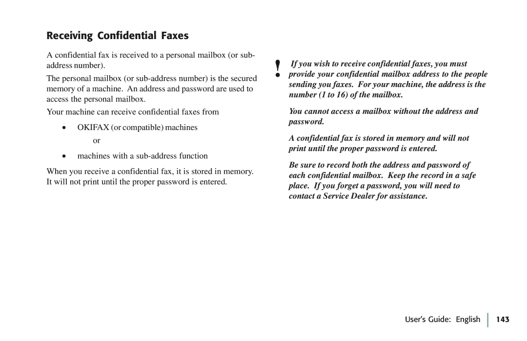 Oki 5780 manual Receiving Confidential Faxes 