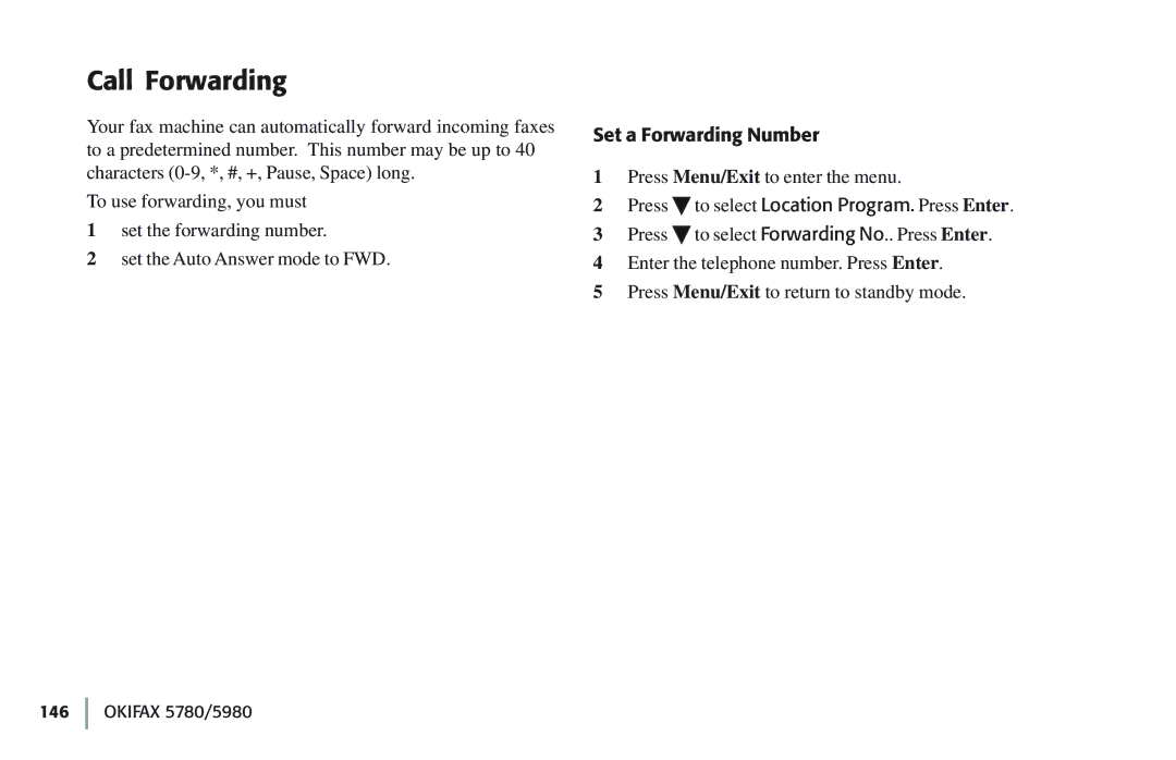 Oki 5780 manual Call Forwarding, Set a Forwarding Number 