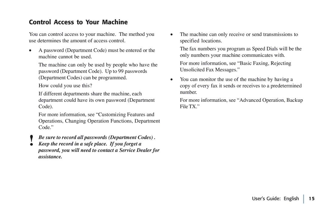 Oki 5780 manual Control Access to Your Machine 