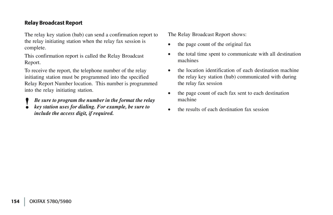 Oki 5780 manual Relay Broadcast Report 