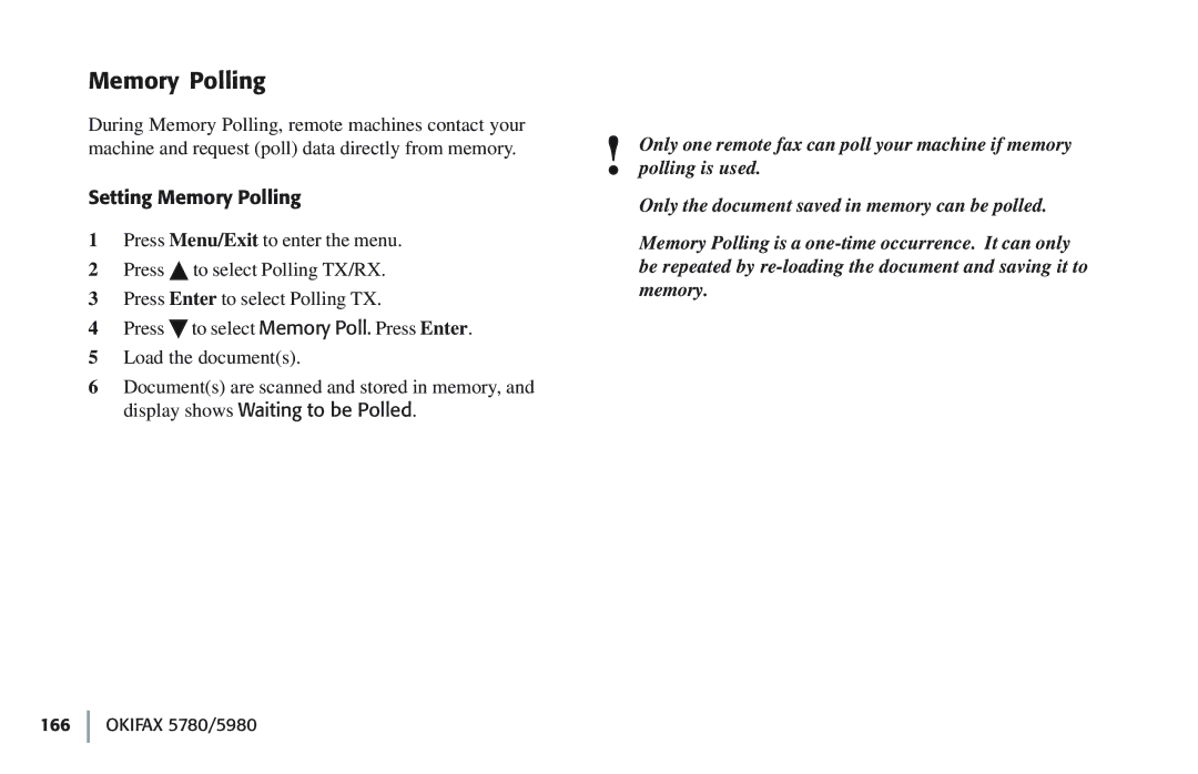 Oki 5780 manual Setting Memory Polling 