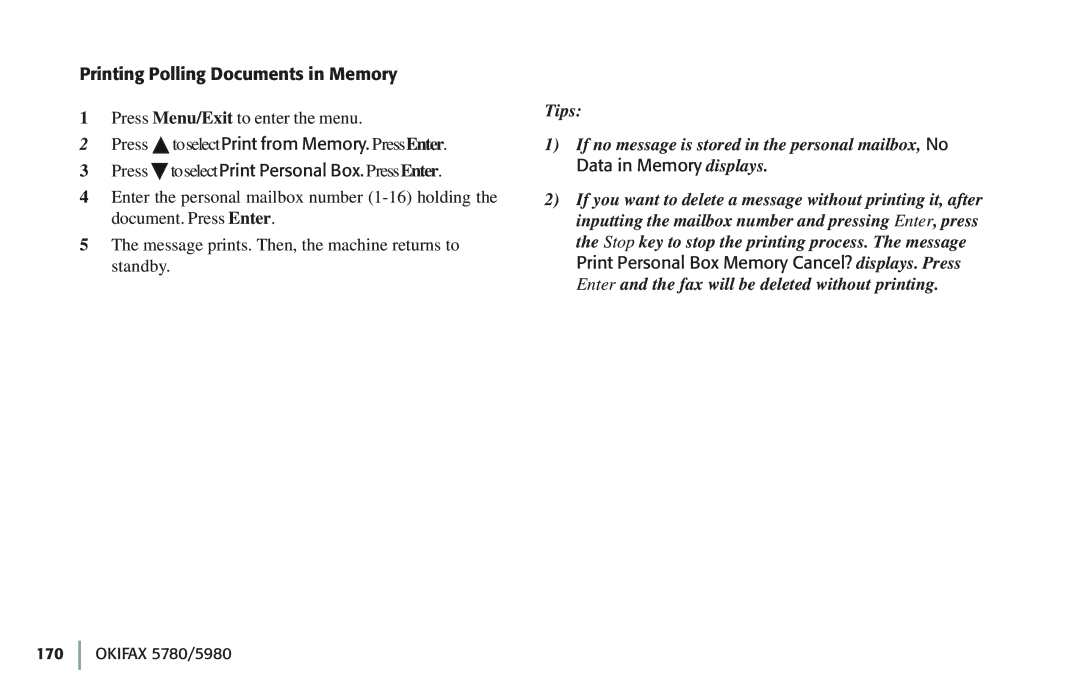 Oki 5780 manual Printing Polling Documents in Memory 