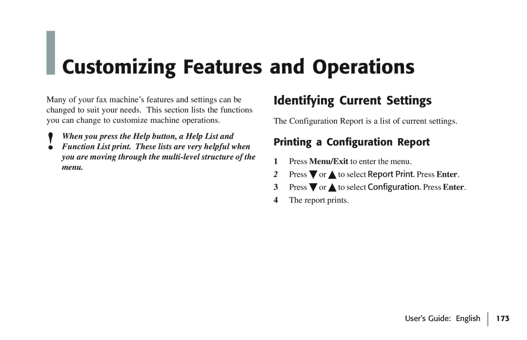 Oki 5780 manual Customizing Features and Operations, Identifying Current Settings, Printing a Configuration Report 