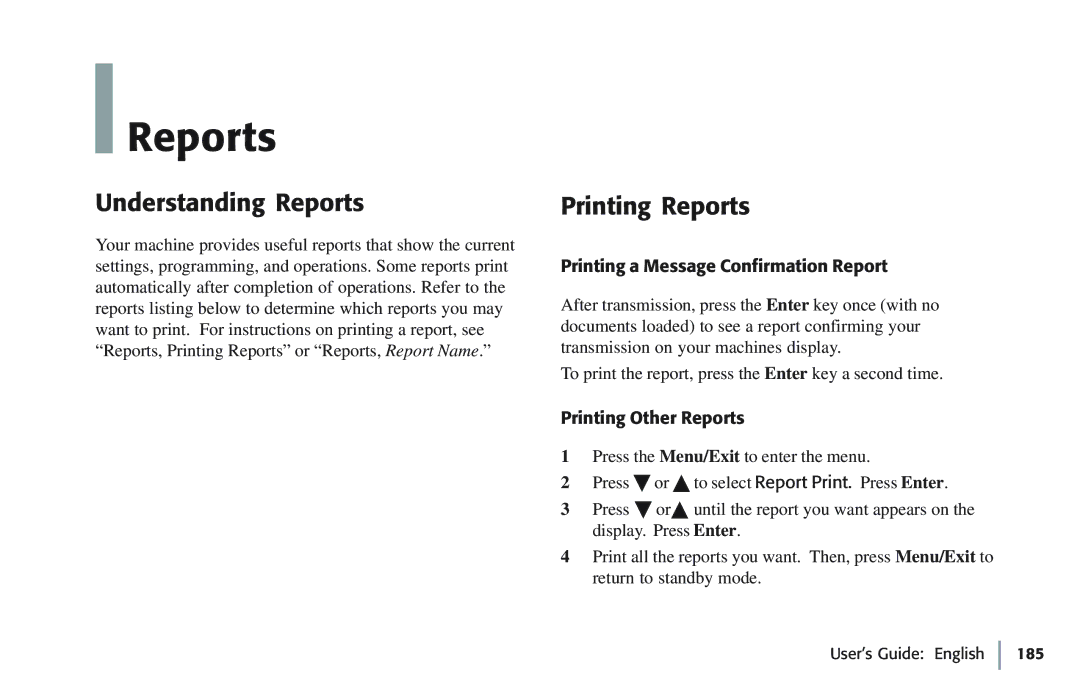 Oki 5780 manual Understanding Reports, Printing Reports, Printing a Message Confirmation Report, Printing Other Reports 