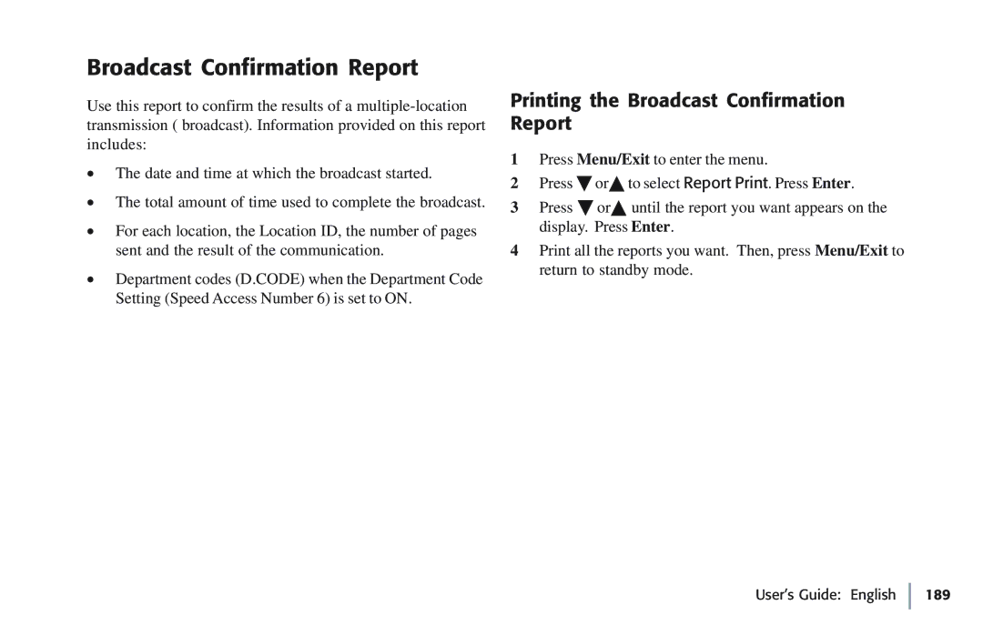 Oki 5780 manual Printing the Broadcast Confirmation Report 