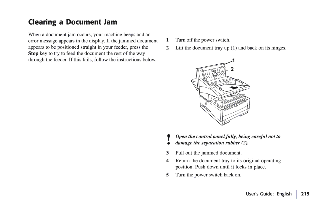 Oki 5780 manual Clearing a Document Jam 