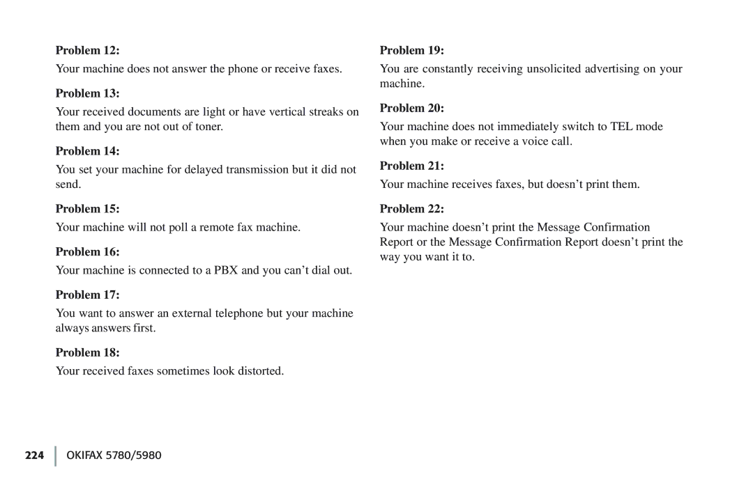 Oki 5780 manual Your machine does not answer the phone or receive faxes 