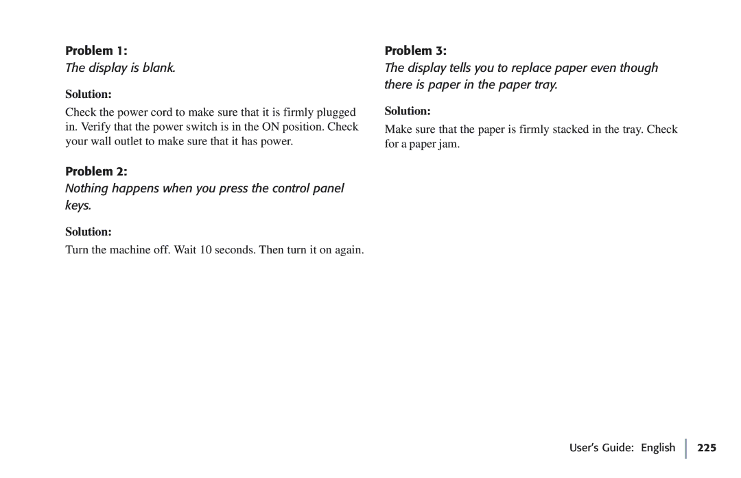 Oki 5780 manual Problem, Solution 