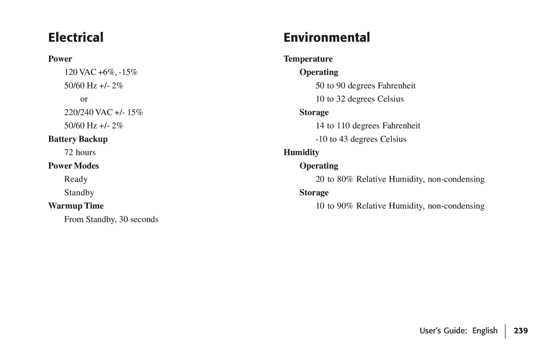 Oki 5780 manual Electrical Environmental 