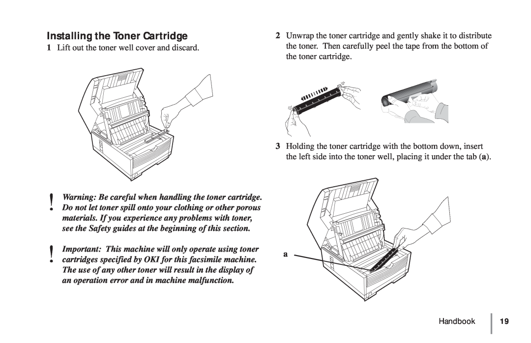 Oki 5900 manual Installing the Toner Cartridge 