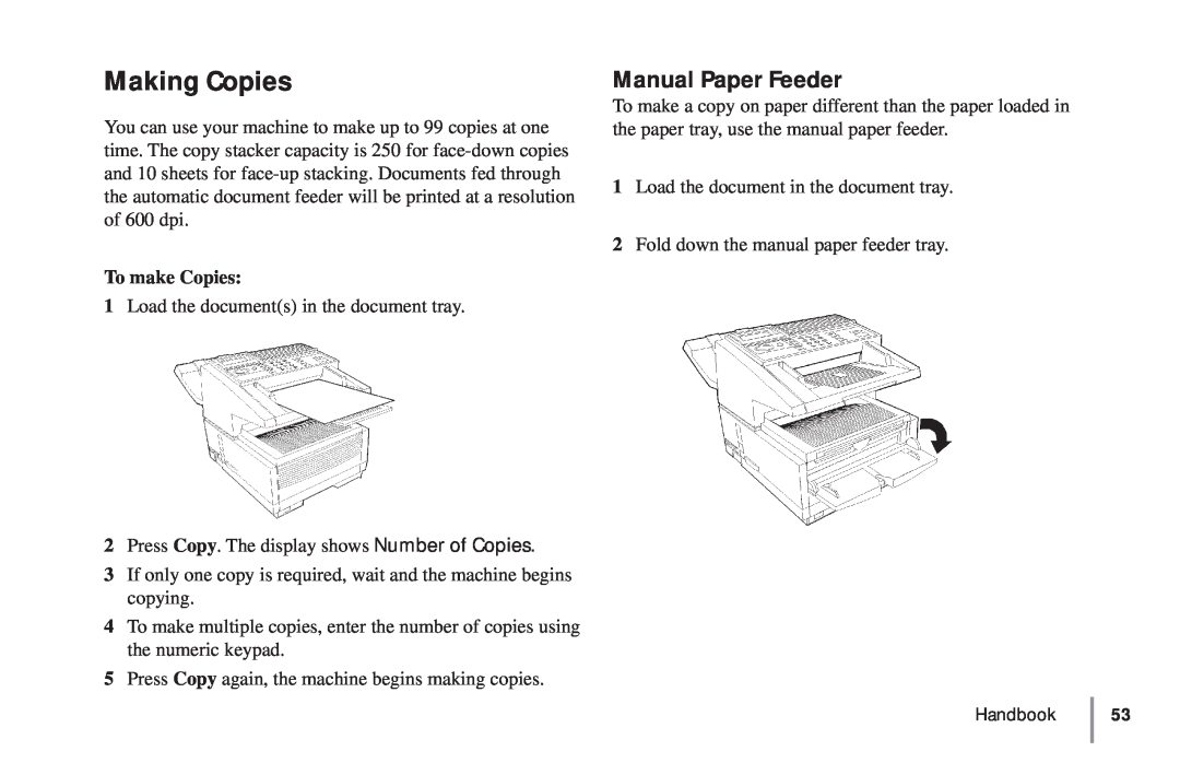 Oki 5900 manual Making Copies, Manual Paper Feeder, To make Copies 