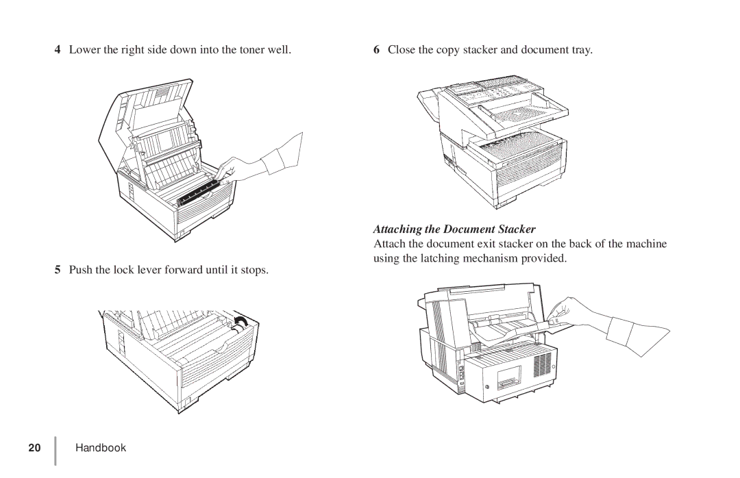 Oki 5900 manual Attaching the Document Stacker 