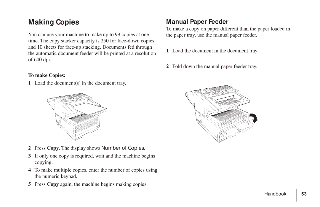 Oki 5900 manual Making Copies, Manual Paper Feeder, To make Copies 