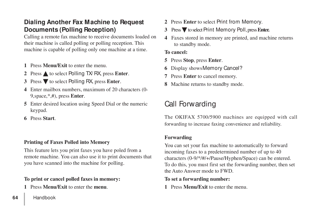 Oki 5900 manual Call Forwarding 