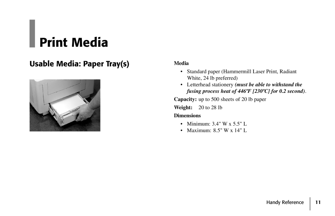 Oki 59296702 manual Print Media, Usable Media Paper Trays 