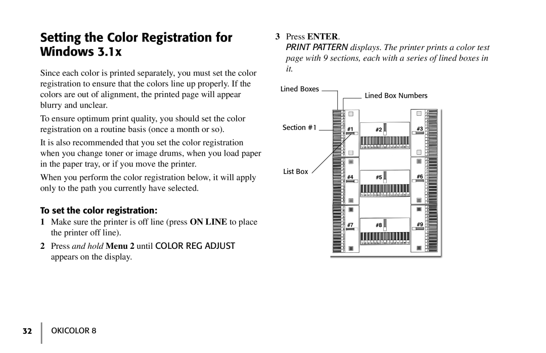 Oki 59296702 manual Setting the Color Registration for Windows 