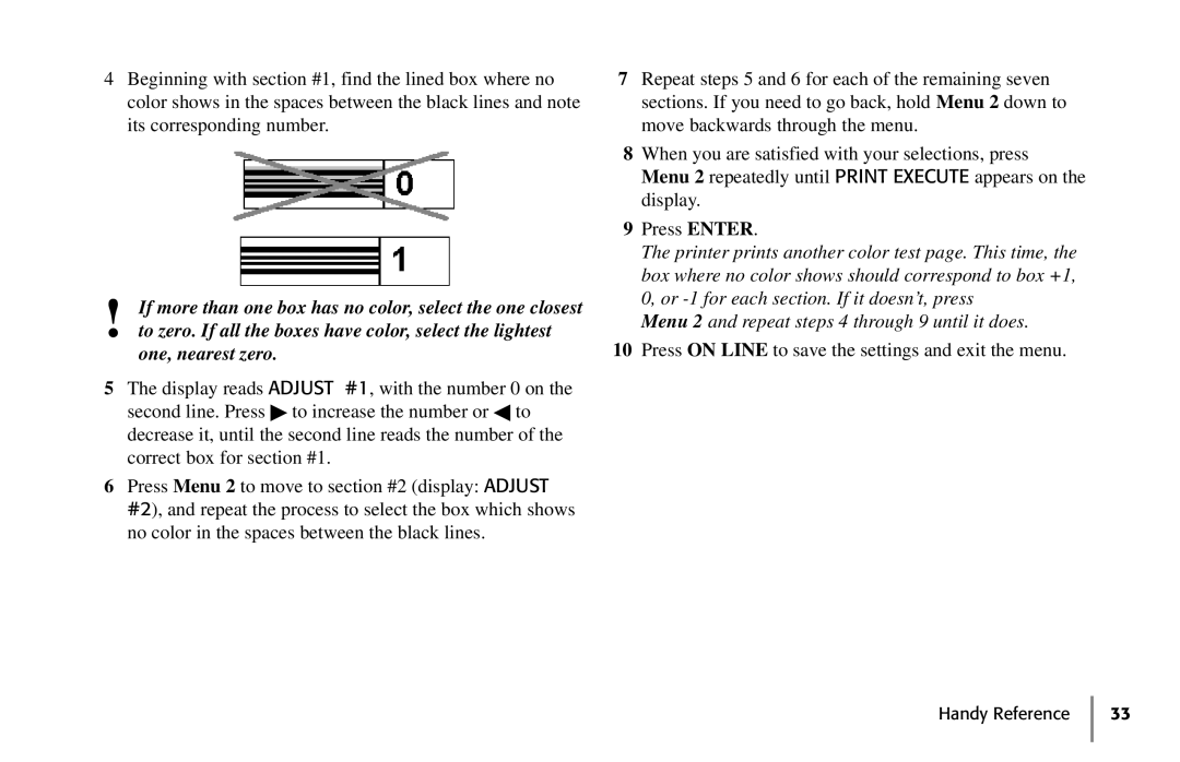 Oki 59296702 manual Press on Line to save the settings and exit the menu 