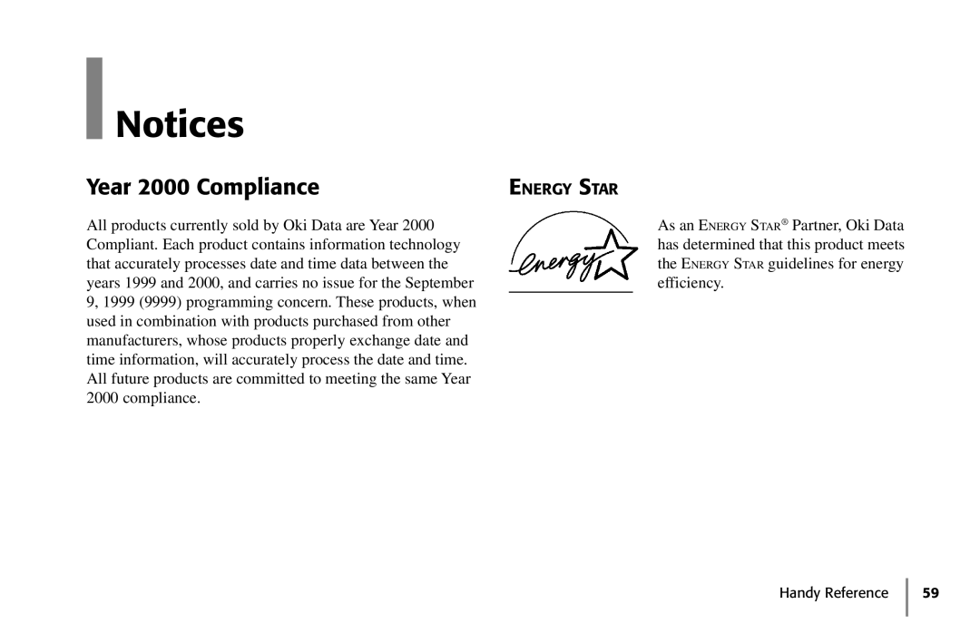 Oki 59296702 manual Year 2000 Compliance 