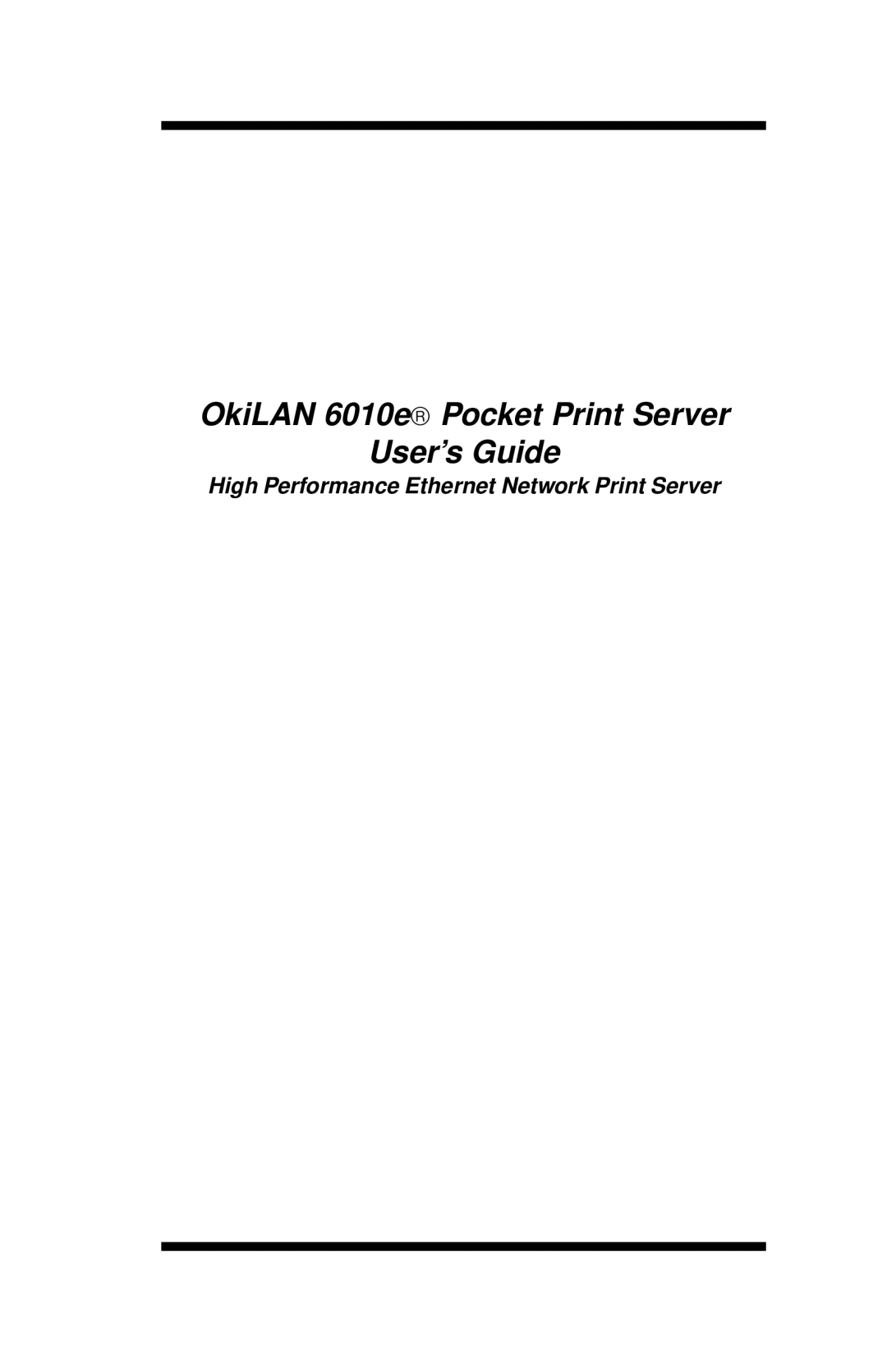 Oki 6010E manual OkiLAN 6010e Pocket Print Server User’s Guide 