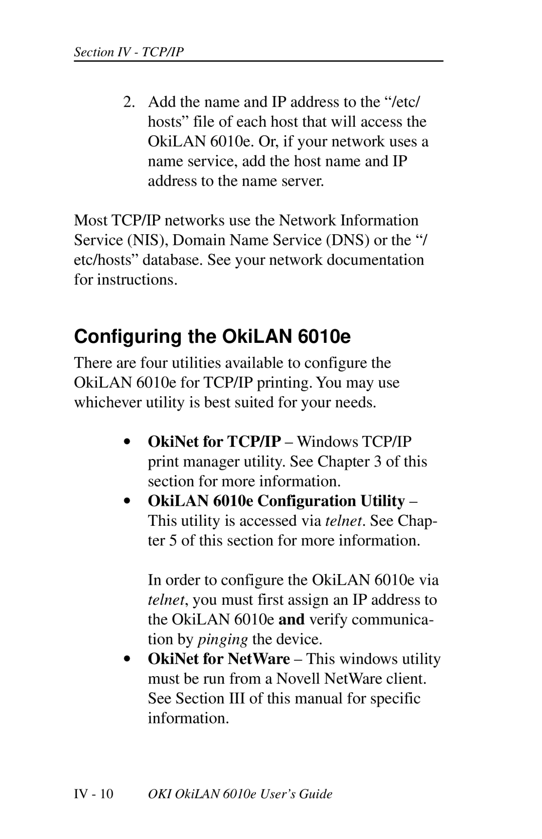 Oki 6010E manual Configuring the OkiLAN 6010e 