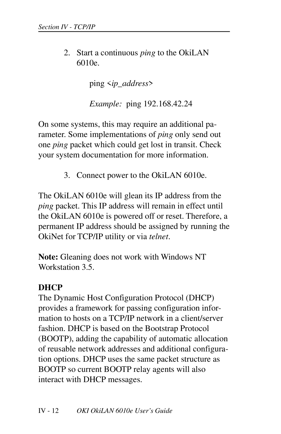 Oki 6010E manual Dhcp 