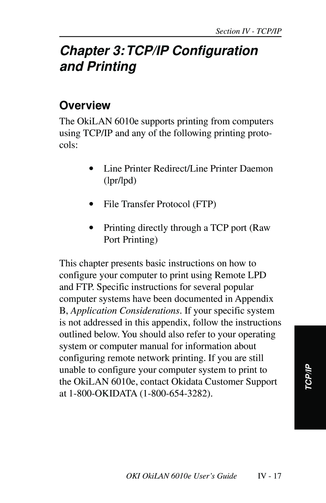 Oki 6010E manual TCP/IP Configuration and Printing, Overview 