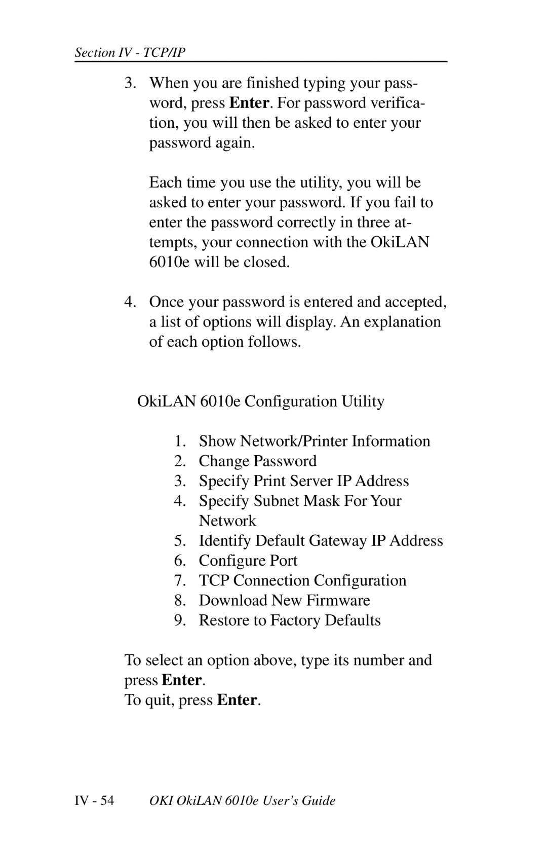 Oki 6010E manual IV 54 OKI OkiLAN 6010e User’s Guide 