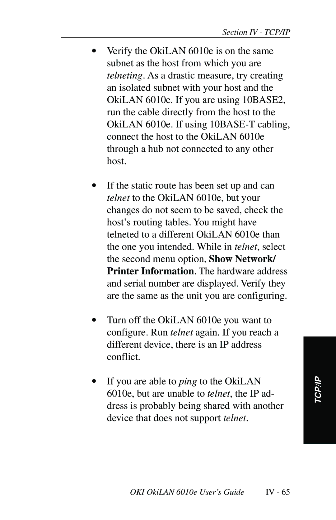 Oki 6010E manual Tcp/Ip 