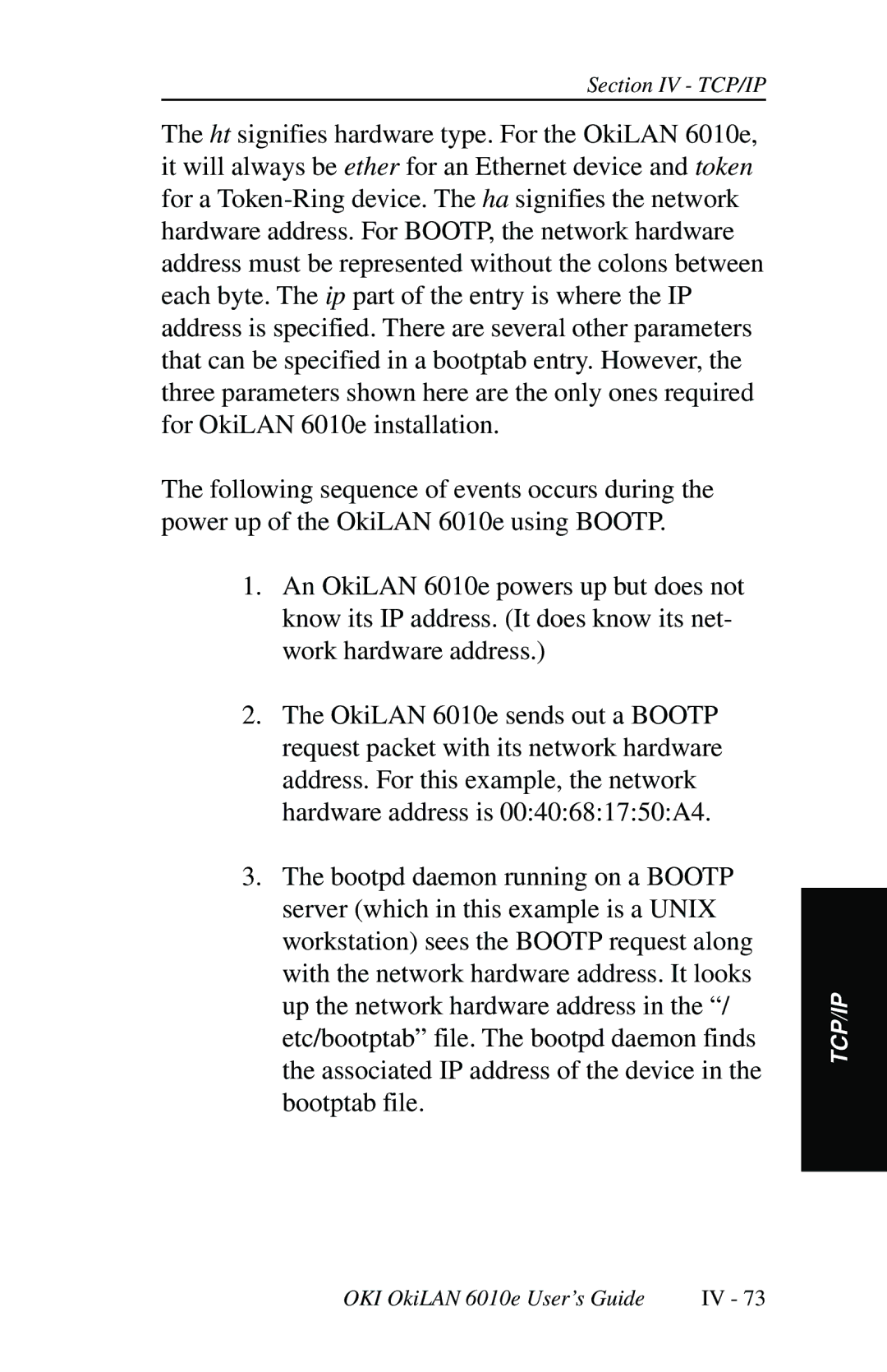 Oki 6010E manual Tcp/Ip 