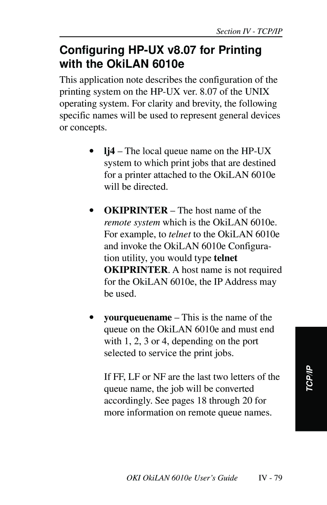 Oki 6010E manual Configuring HP-UX v8.07 for Printing with the OkiLAN 6010e 