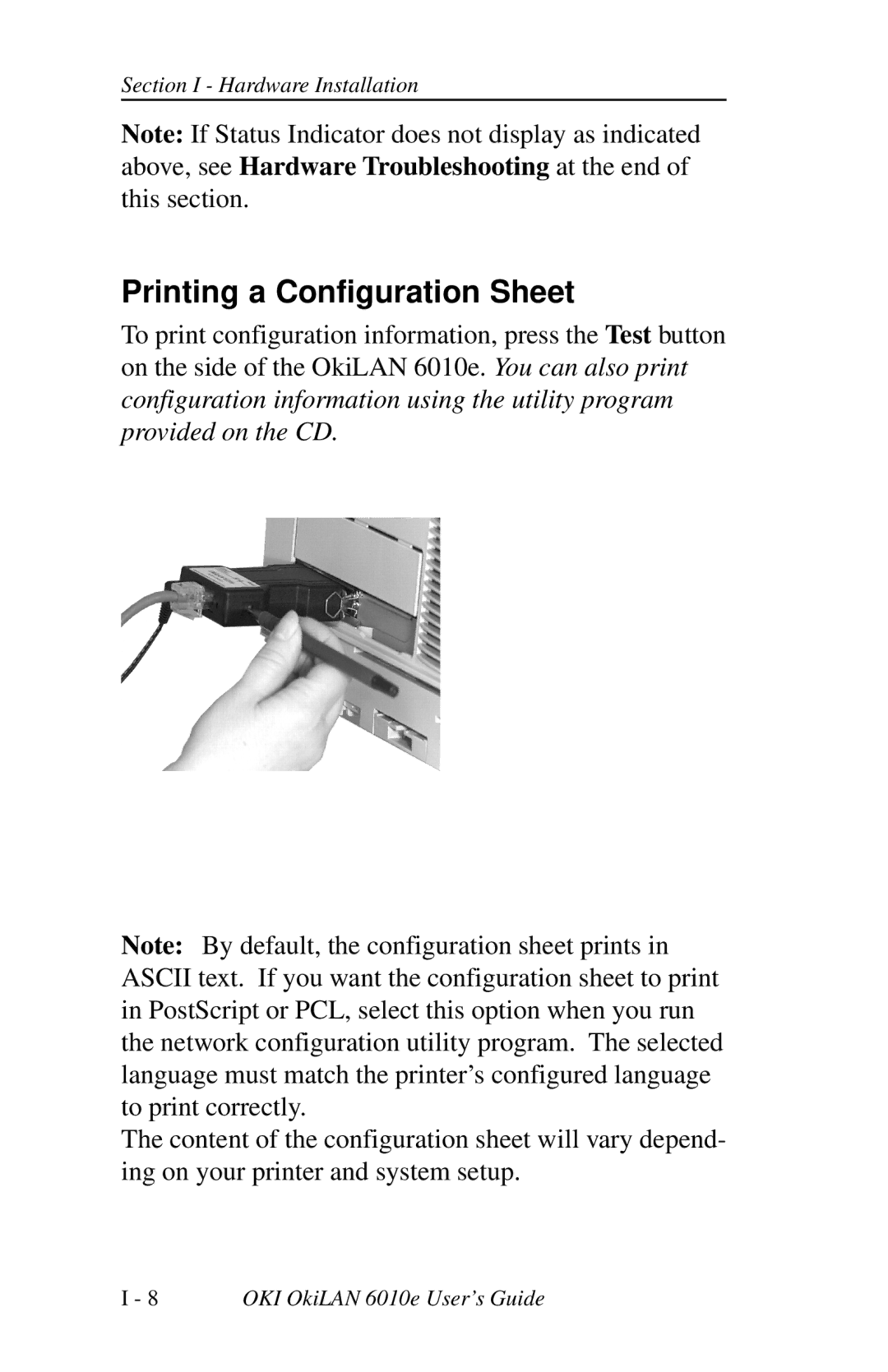 Oki 6010E manual Printing a Configuration Sheet 