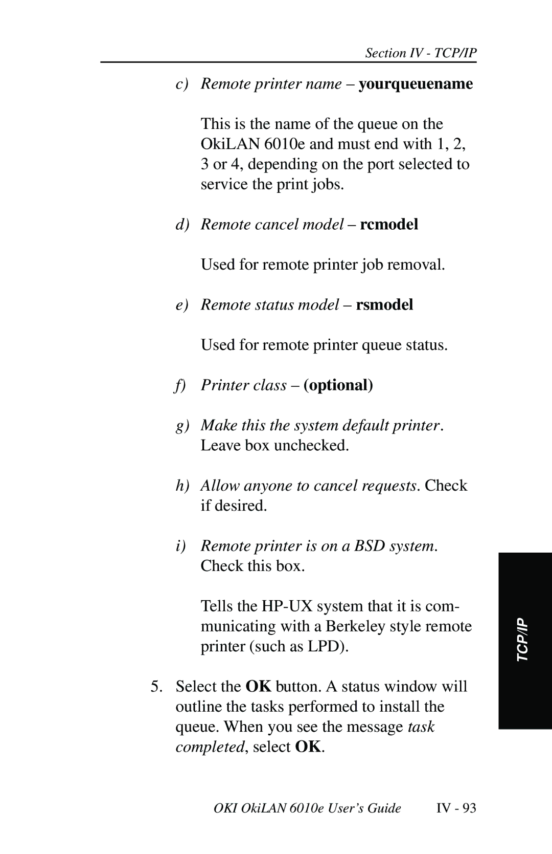 Oki 6010E manual Remote printer name yourqueuename 