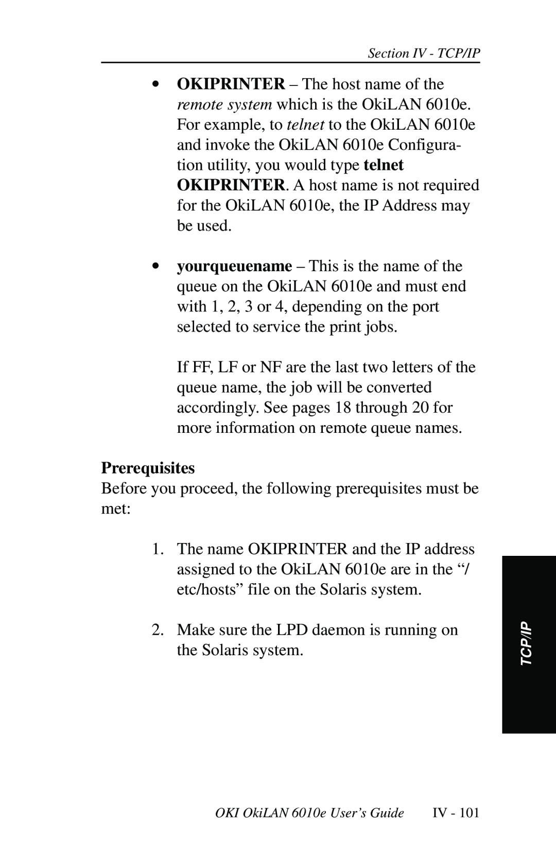 Oki 6010E manual Prerequisites 