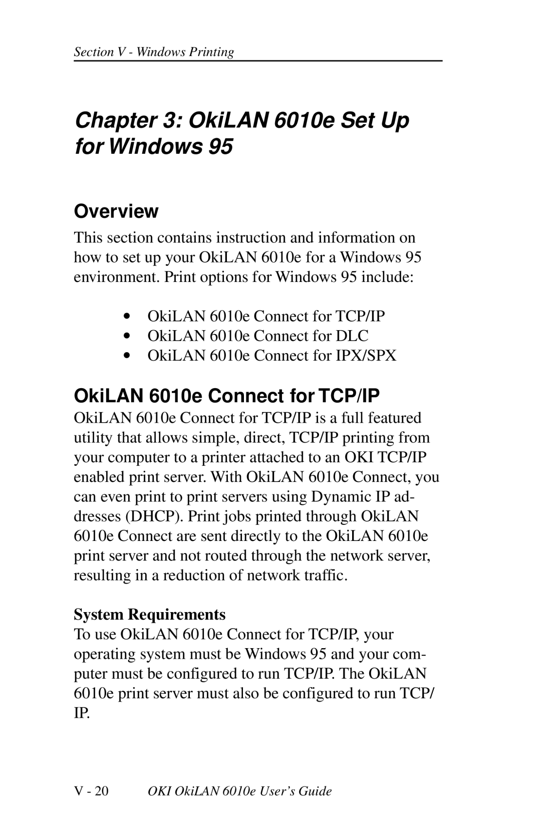 Oki 6010E manual OkiLAN 6010e Set Up for Windows, OkiLAN 6010e Connect for TCP/IP 