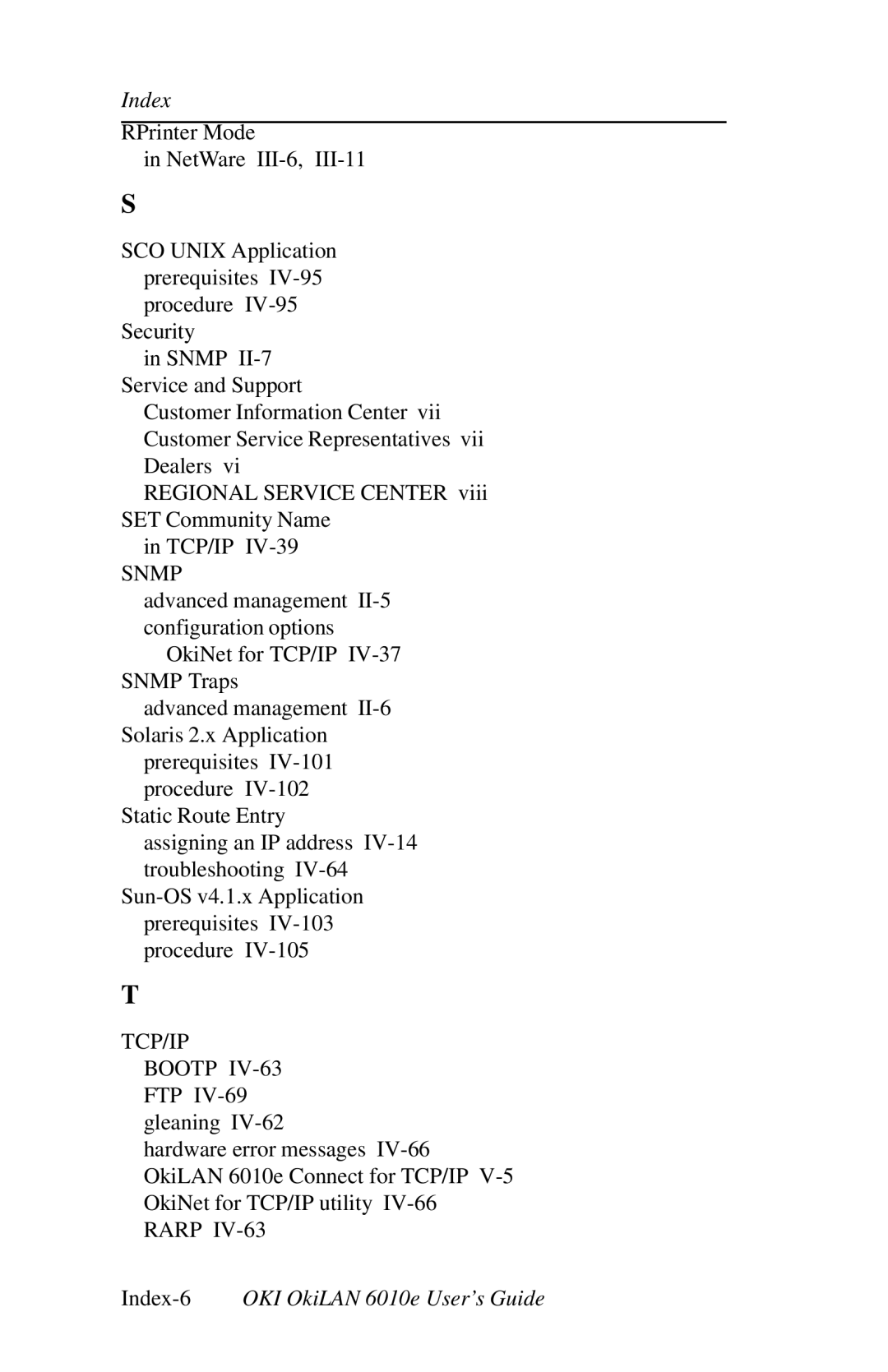 Oki 6010E manual Index-6OKI OkiLAN 6010e User’s Guide 