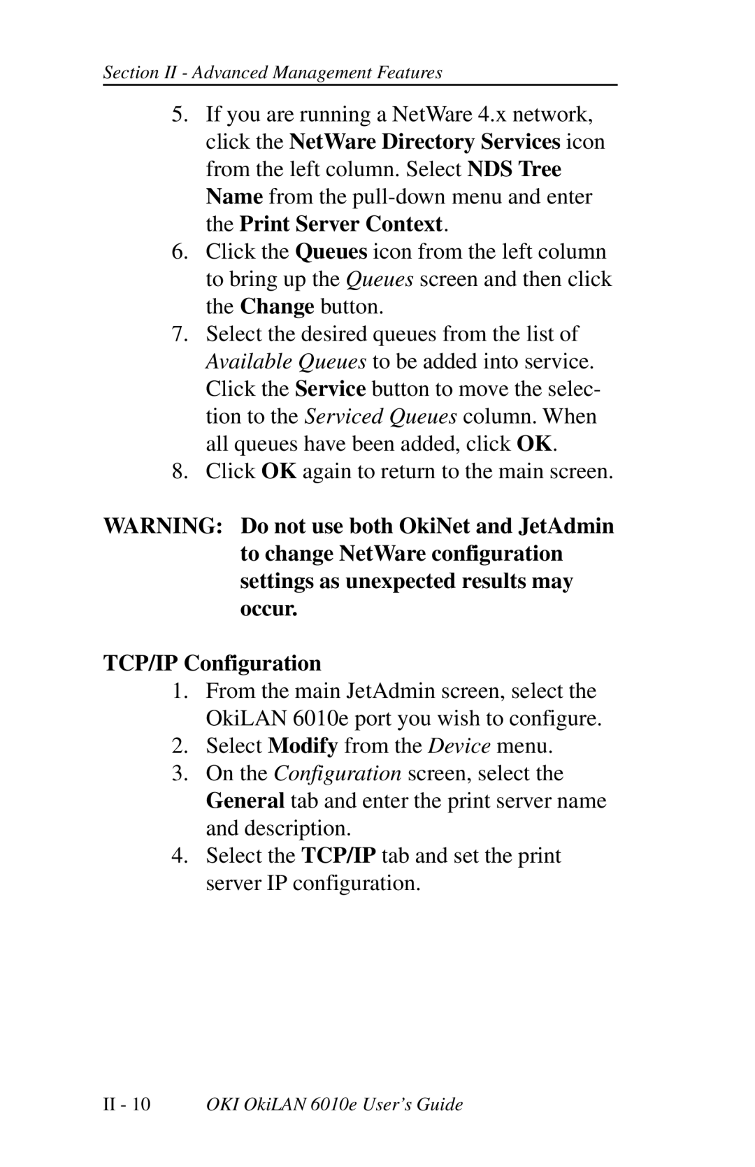 Oki 6010E manual TCP/IP Configuration 