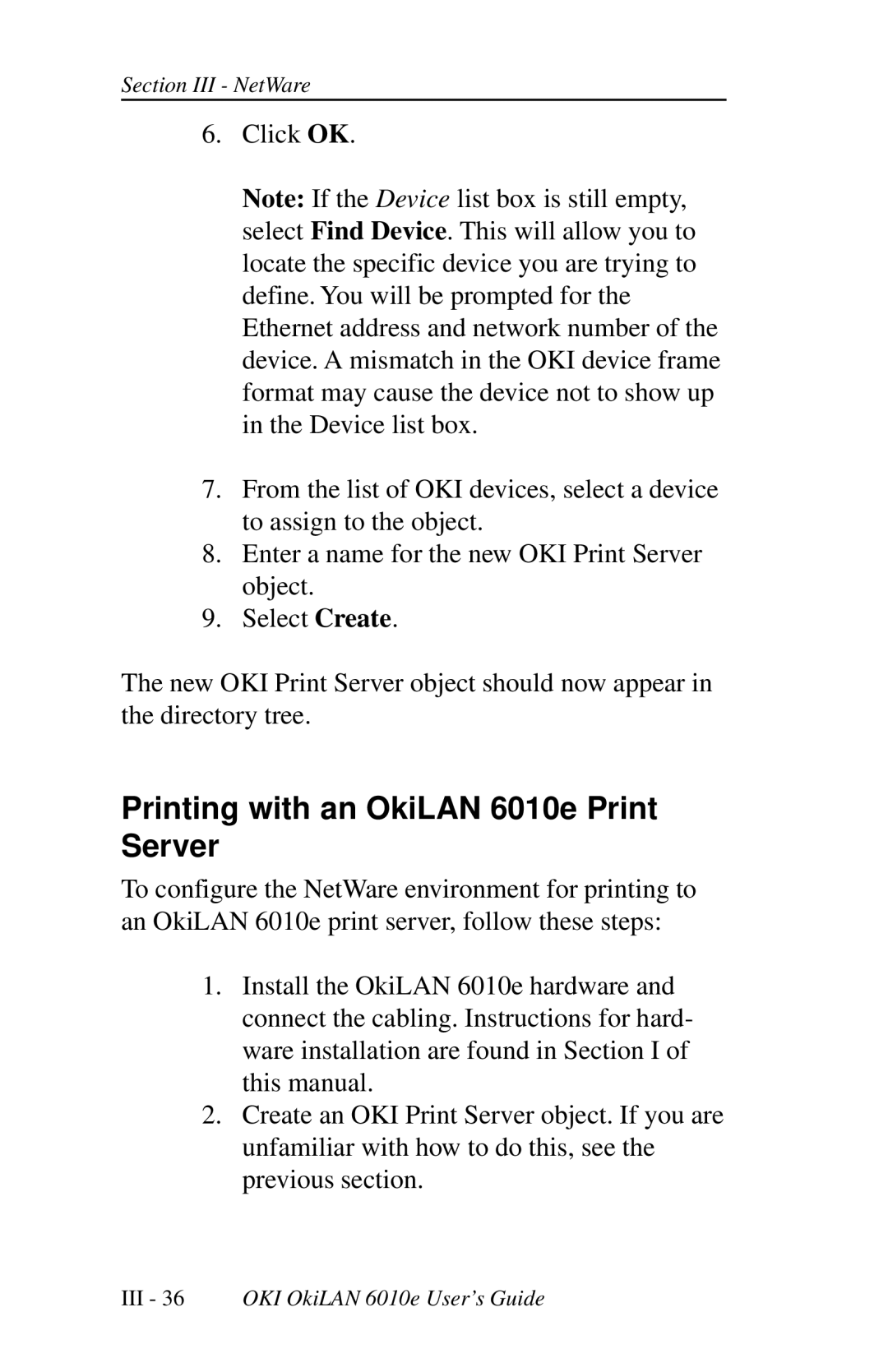 Oki 6010E manual Printing with an OkiLAN 6010e Print Server 