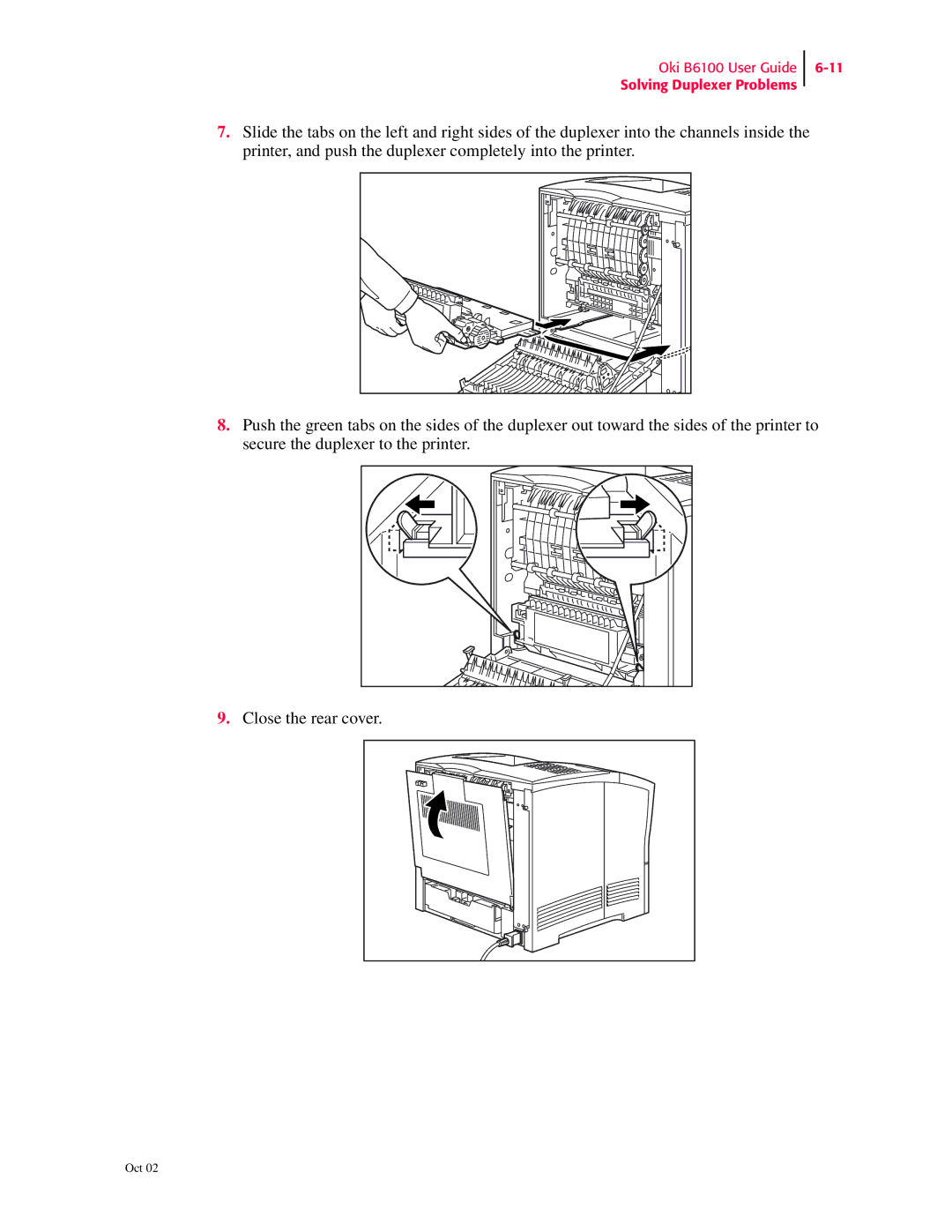 Oki manual Oki B6100 User Guide Solving Duplexer Problems 