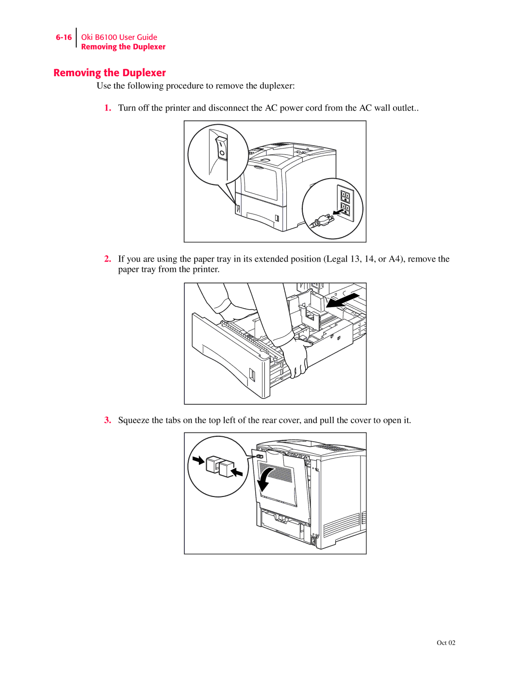 Oki 6100 manual Removing the Duplexer 