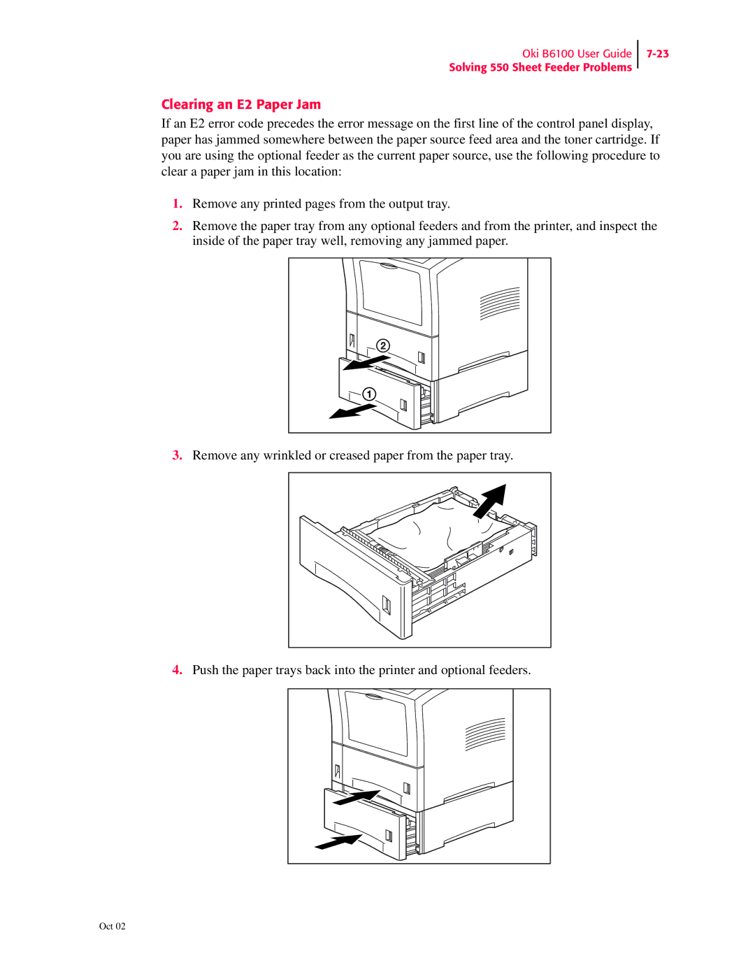 Oki 6100 manual Clearing an E2 Paper Jam 