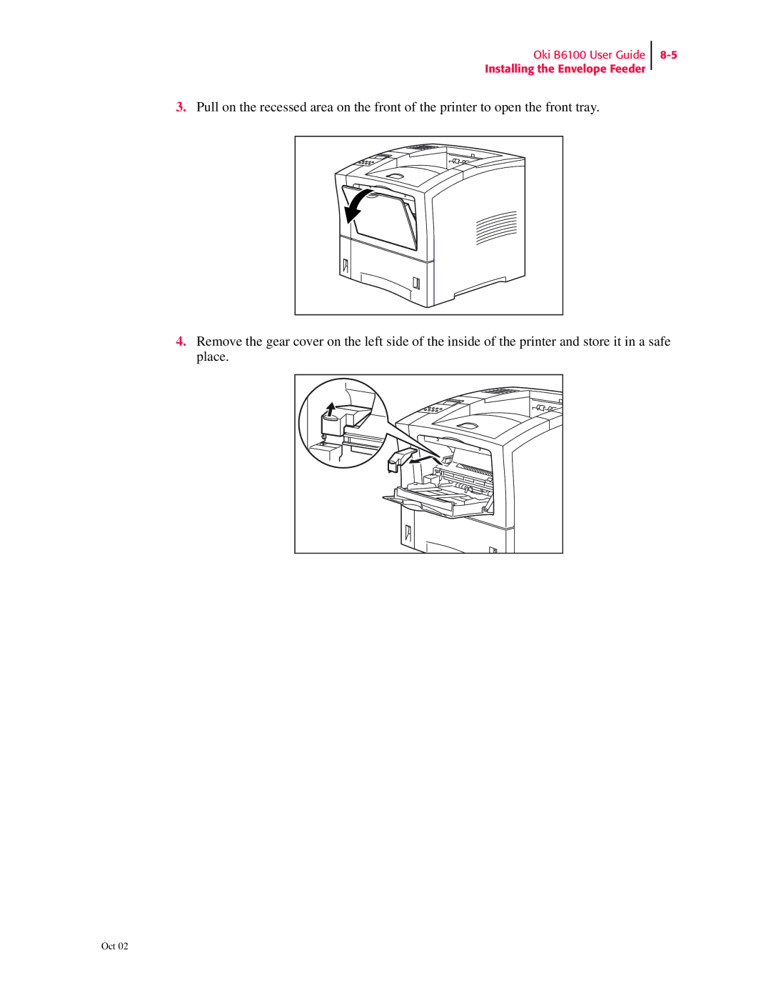 Oki manual Oki B6100 User Guide Installing the Envelope Feeder 