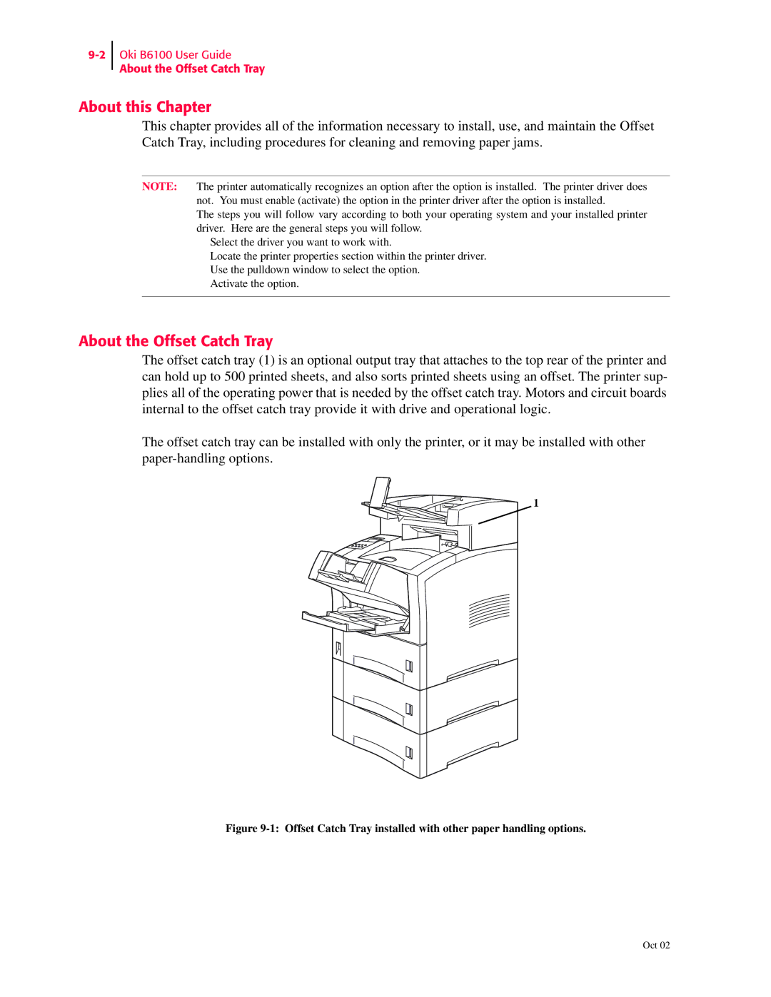 Oki 6100 manual About this Chapter, About the Offset Catch Tray 