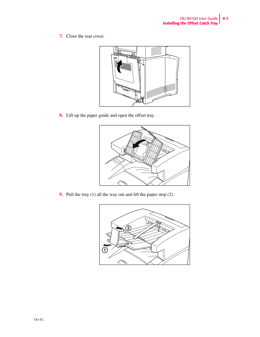 Oki manual Oki B6100 User Guide Installing the Offset Catch Tray 