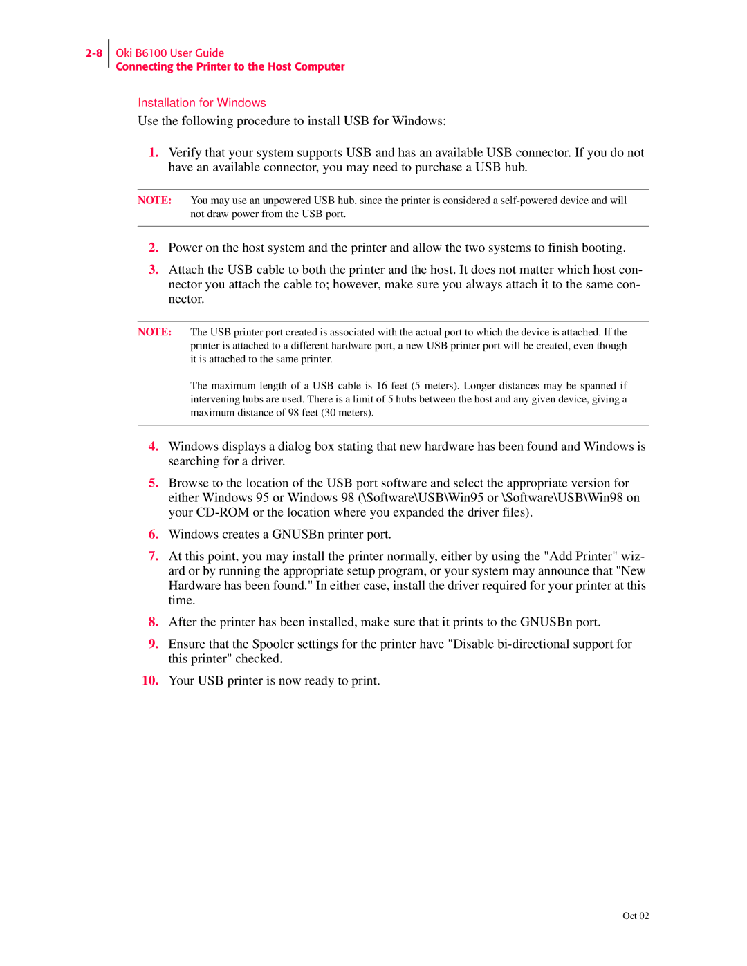 Oki 6100 manual Installation for Windows 