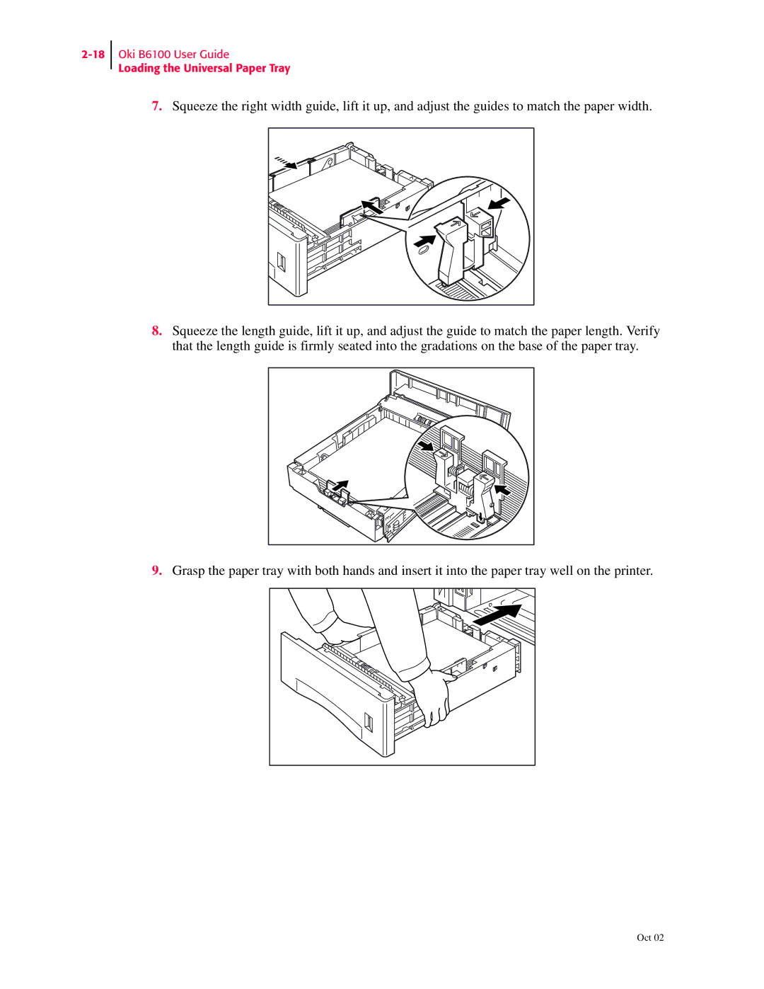 Oki manual Oki B6100 User Guide Loading the Universal Paper Tray 