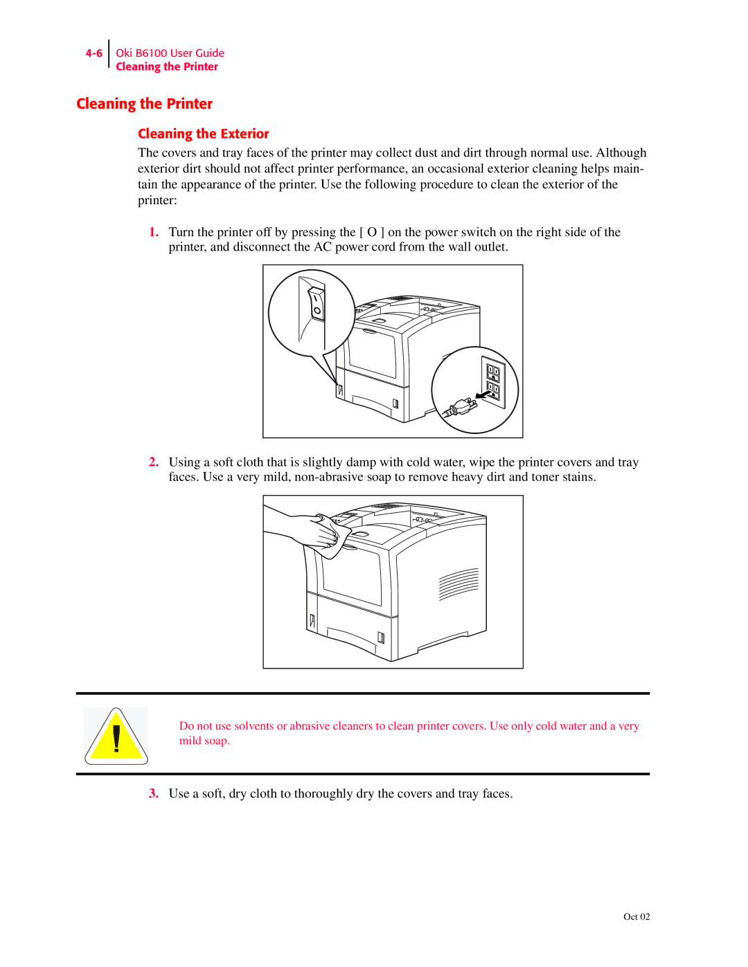 Oki 6100 manual Cleaning the Printer 